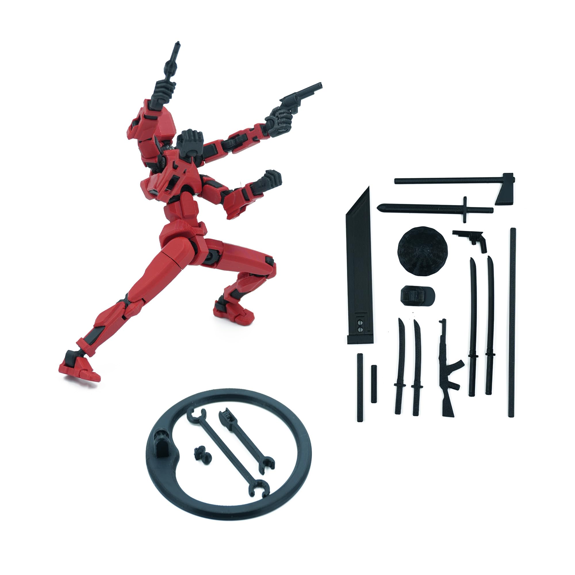 Dummy 13 Four Arms Action Figure Robot | Fully Articulated 3D Printed Robot Toy | 5.4-inch Collectible Figurine | Matte Finish| Unassembeled with Accessories (Red-Black)-image-46