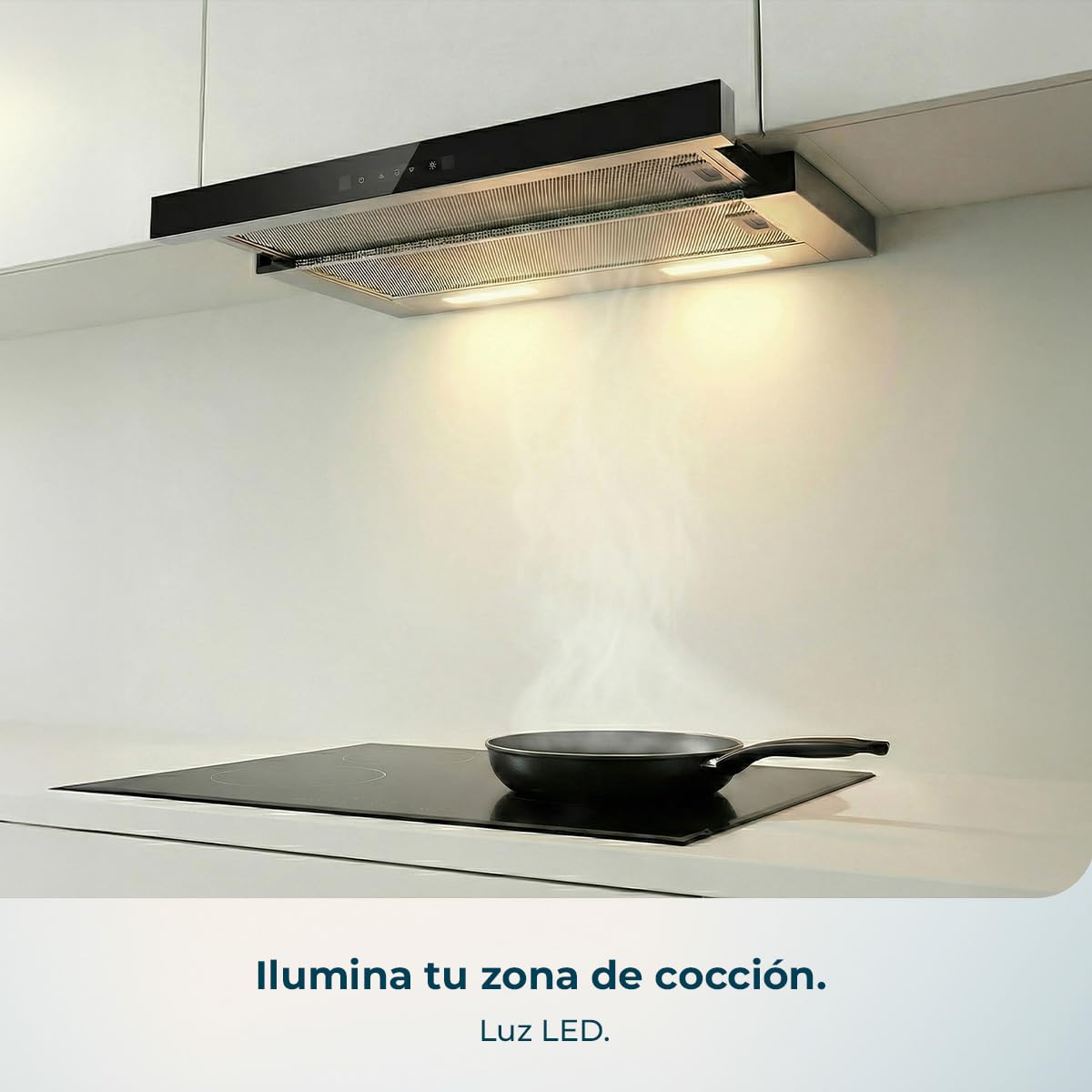 Cecotec Campana Extractora Telescópica Bolero Flux TLT 605501 Glass Black A++. 60cm, 606,4m³/h de succión, Control Táctil Invisible, Control Táctil y Movimiento, Función Booster — view 9