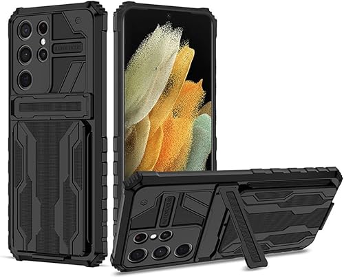 Samsung Galaxy S23 - Carcasa ultra dura, a prueba de golpes, antiarañazos, con función atril y tarjetero, color negro