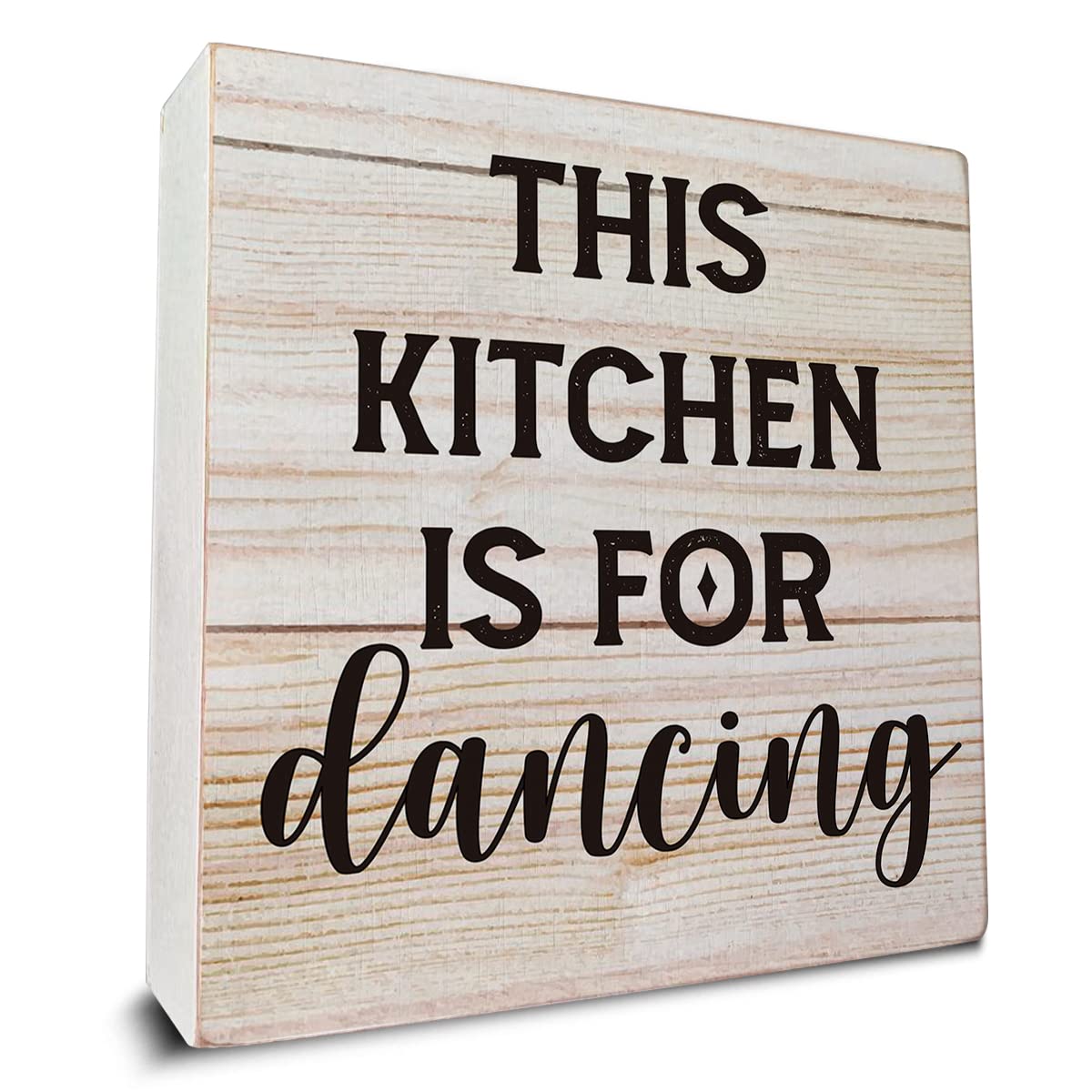 This Kitchen is for Dancing Wooden Box Sign Desk Decor, Kitchen Quote Wood Box Sign for Home Kitchen Shelf Table Decoration 5x5 inch