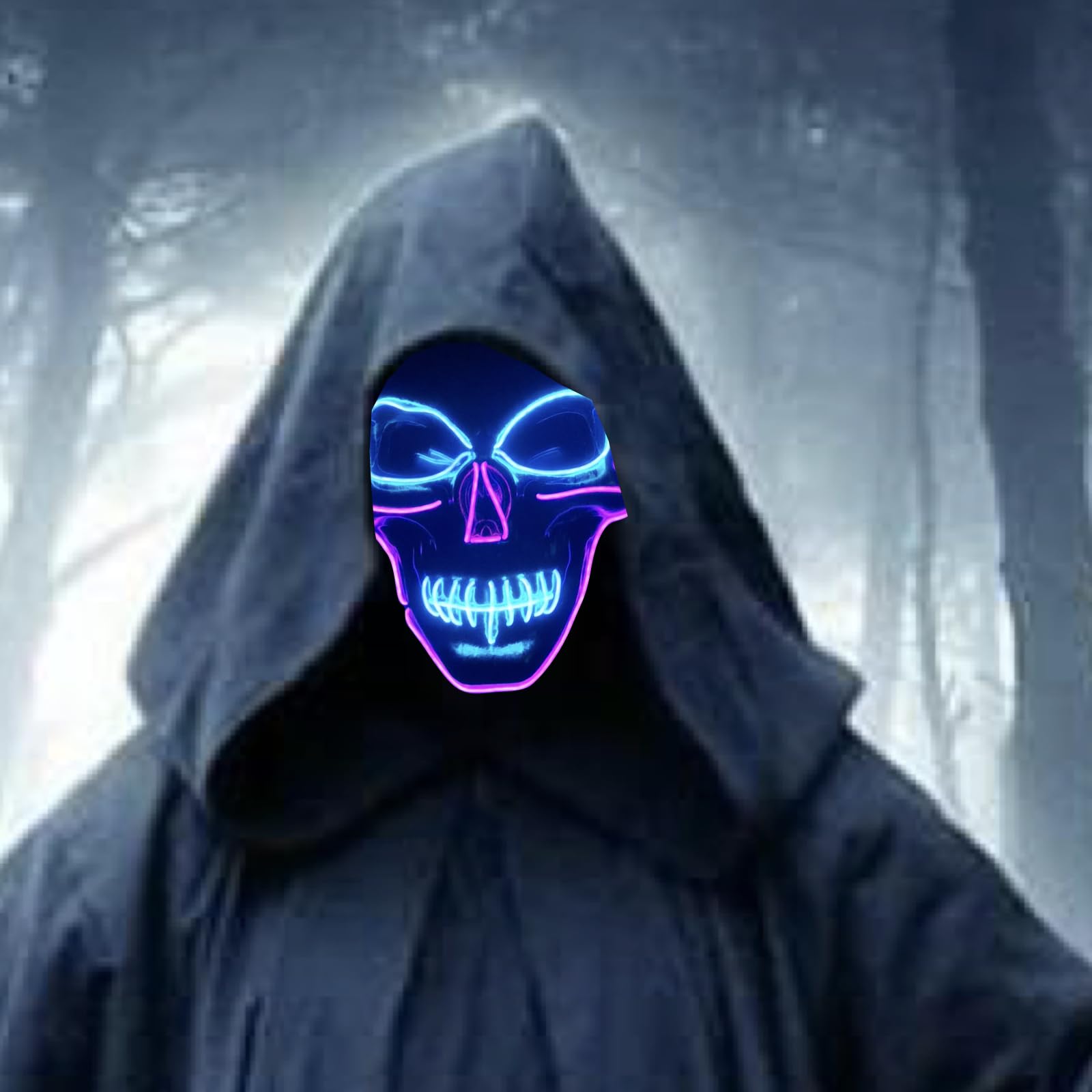 SOUTHSKYLED Mask Full Face Skull Spooky Mask EL Wire Light Up For Halloween Costume Cosplay Party