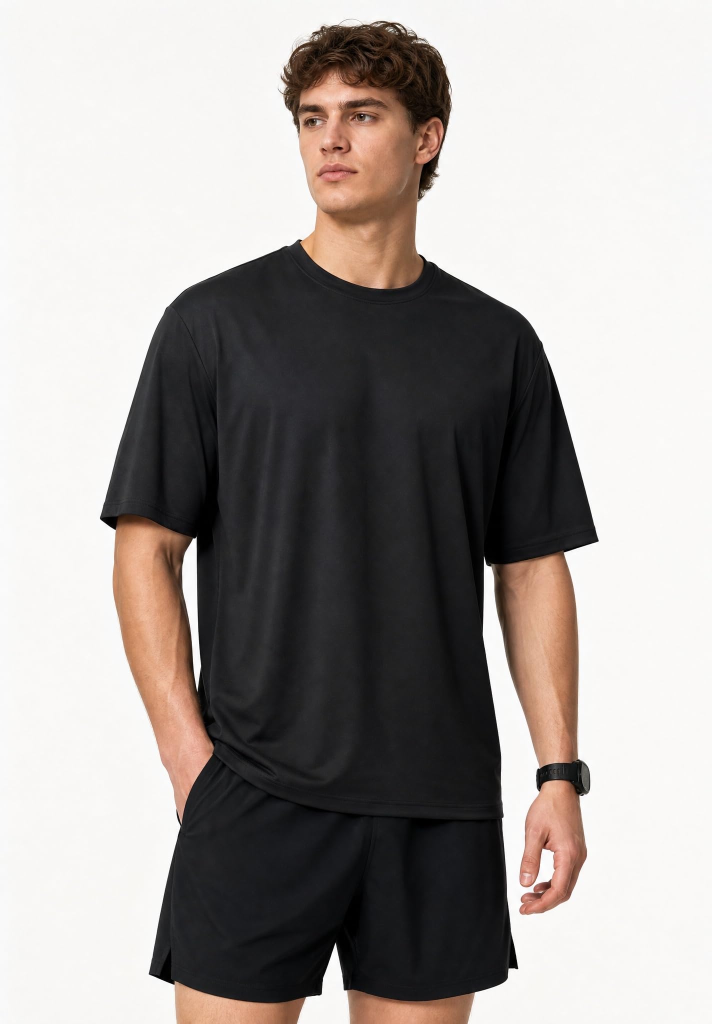 Kinglaman Paquete de 5 camisetas de entrenamiento de malla para hombre, camisetas de gimnasio de secado rápido, atléticas, de manga corta, absorben la humedad