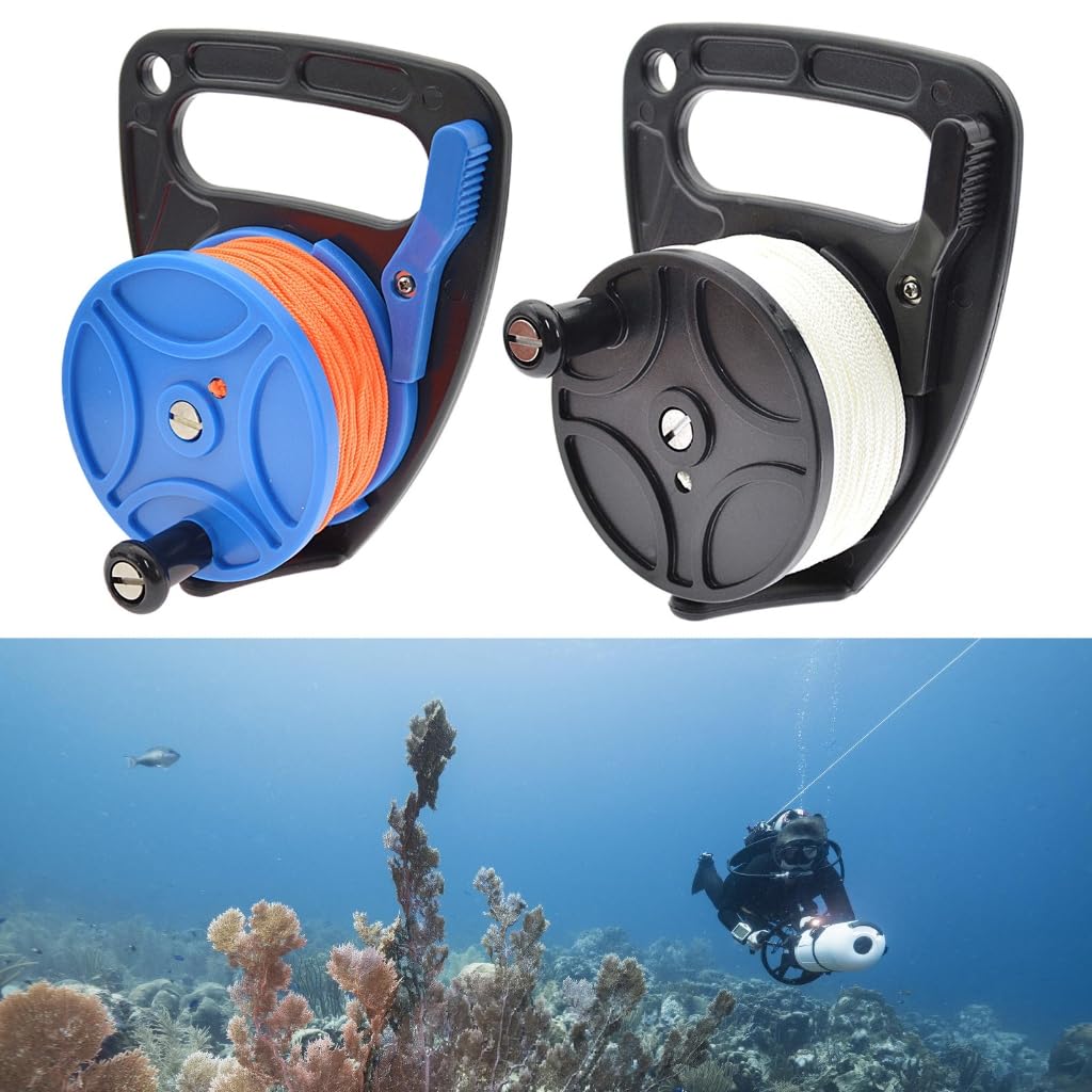 272ft Scubas Dives Reel Kayaks Anchors with Thumb Stoppers Scubas Ratchets Dives Reel for Underwater Diving Snorkeling