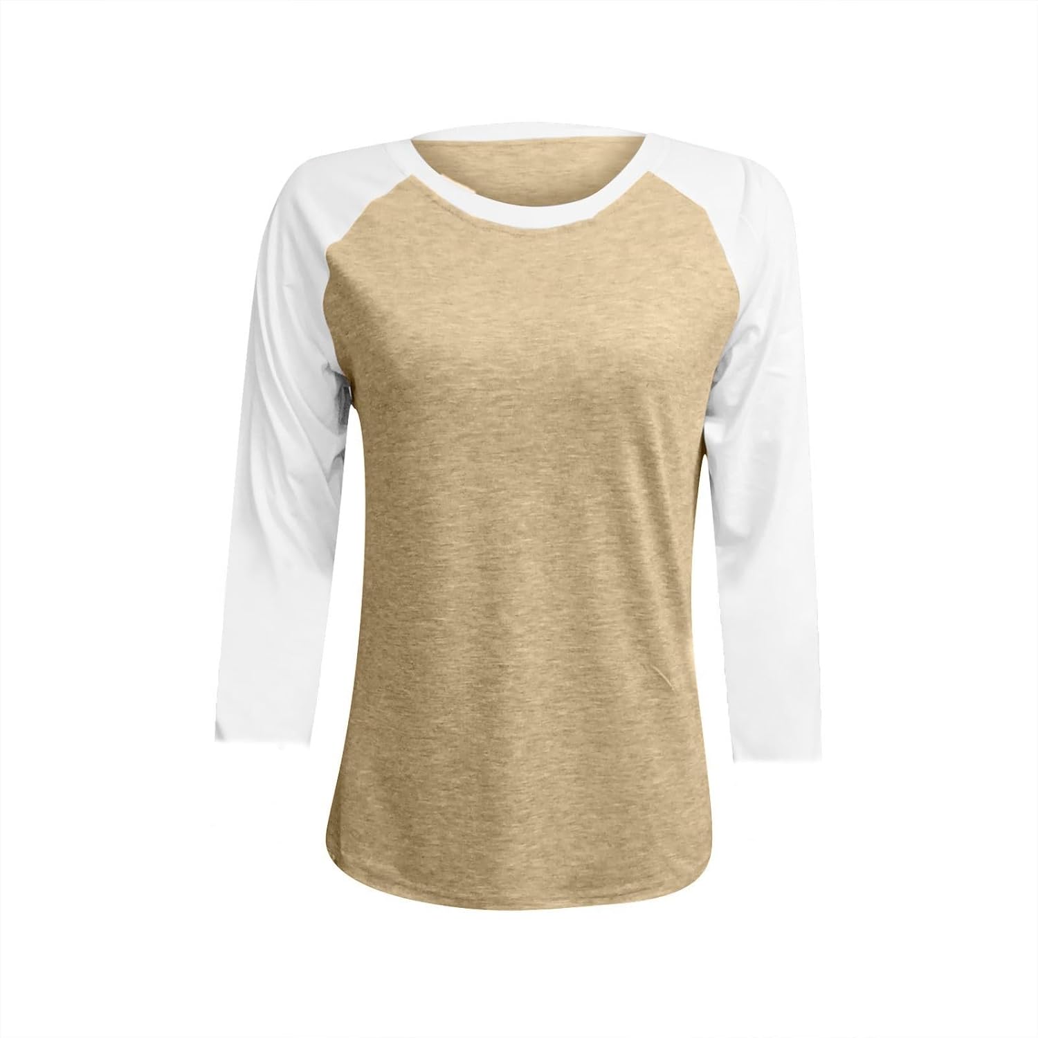 3/4 Sleeve Shirts for Women Color Block Round Neck Cute Spring Tops Raglan Casual Three Quarter Length Blouses - Image 3