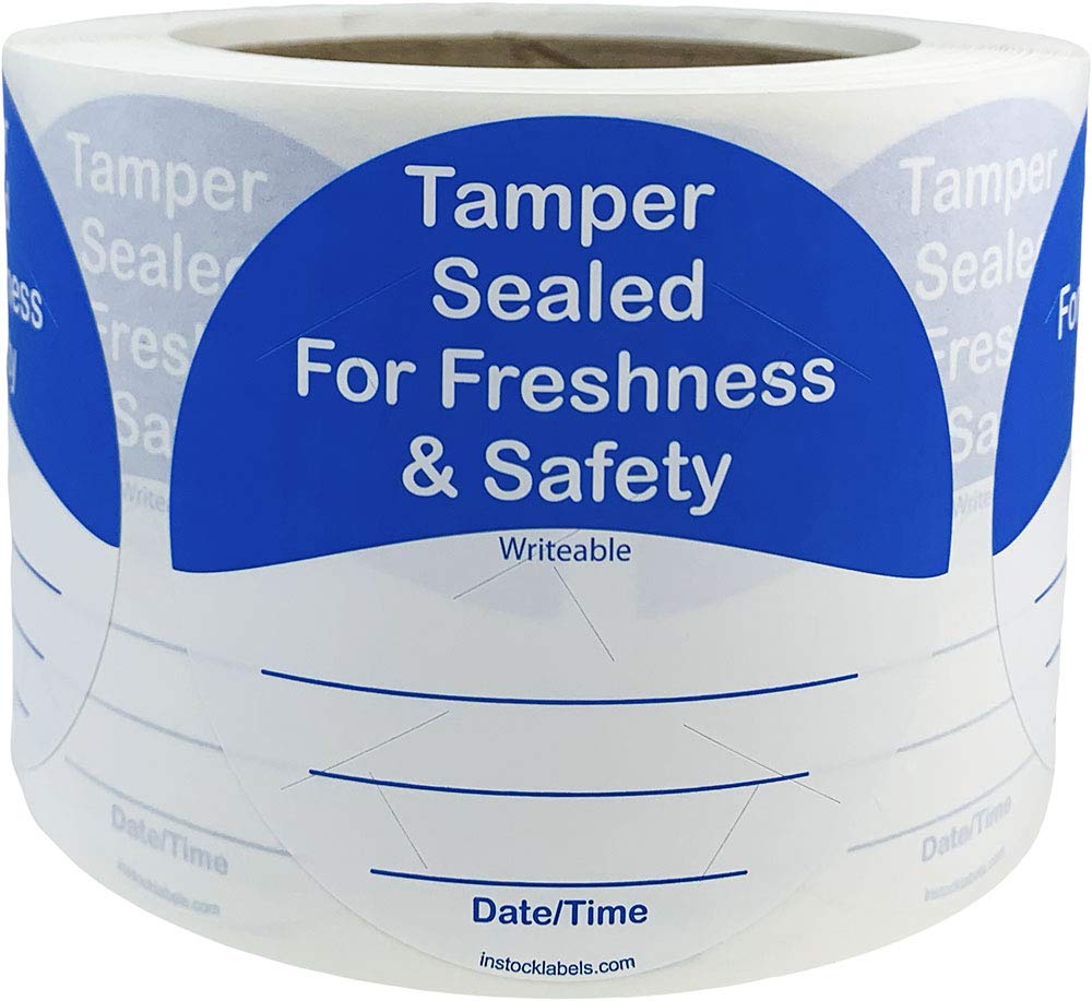 Buy InStockLabels 500 Blue/White Circle TamperEvident Food Seal