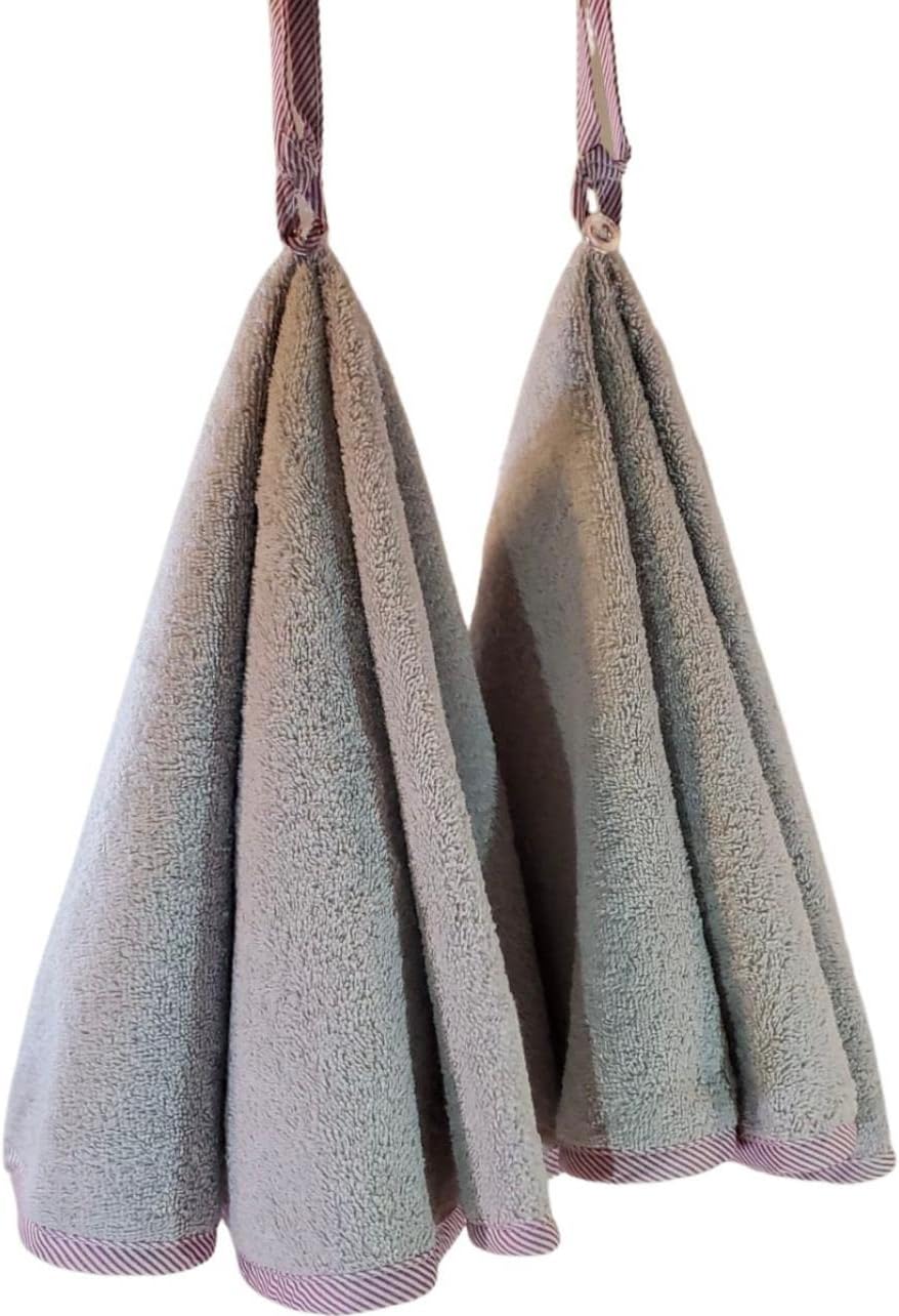 American Fluffy Towel Hand Towels with Hanging Loops (Set of 2) Super Absorbent