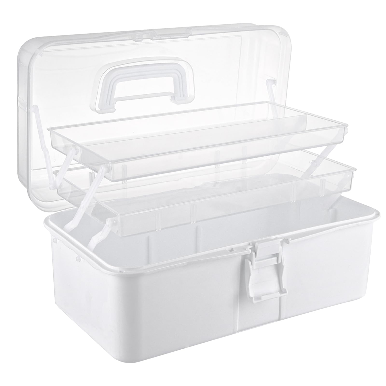 ASelected 3 Layer Craft Storage Box 3 Layers Plastic Cantilever Craft Medicine Organizer Tools Cosmetic Pens Sewing For Medicine, Tools, Art Materials,Toy,Cosmetic (White)