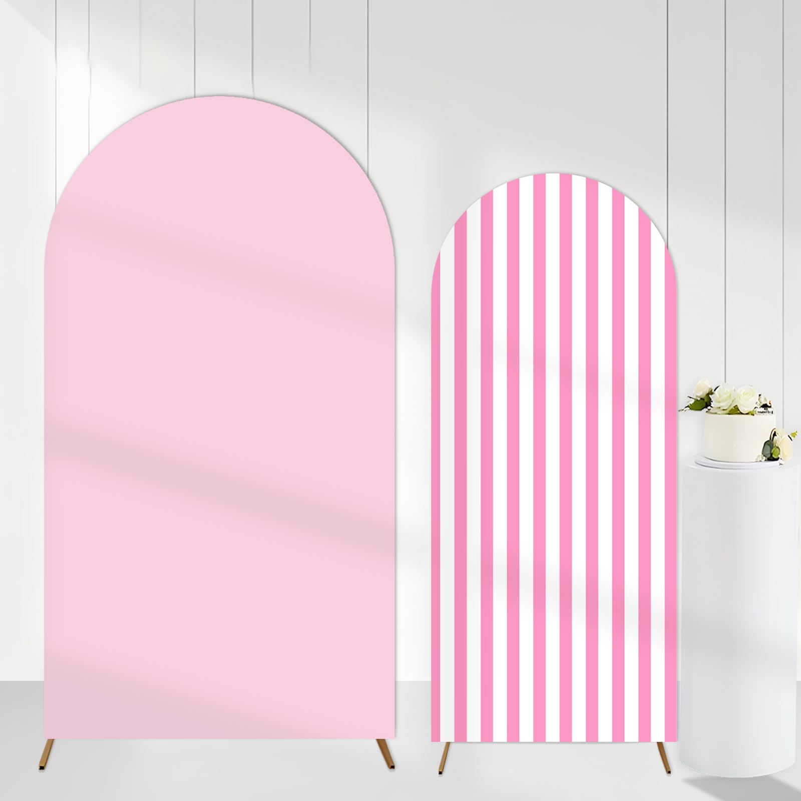 2 x rosa gestreifte Hintergrundabdeckungen, rosa Party-Dekorationen