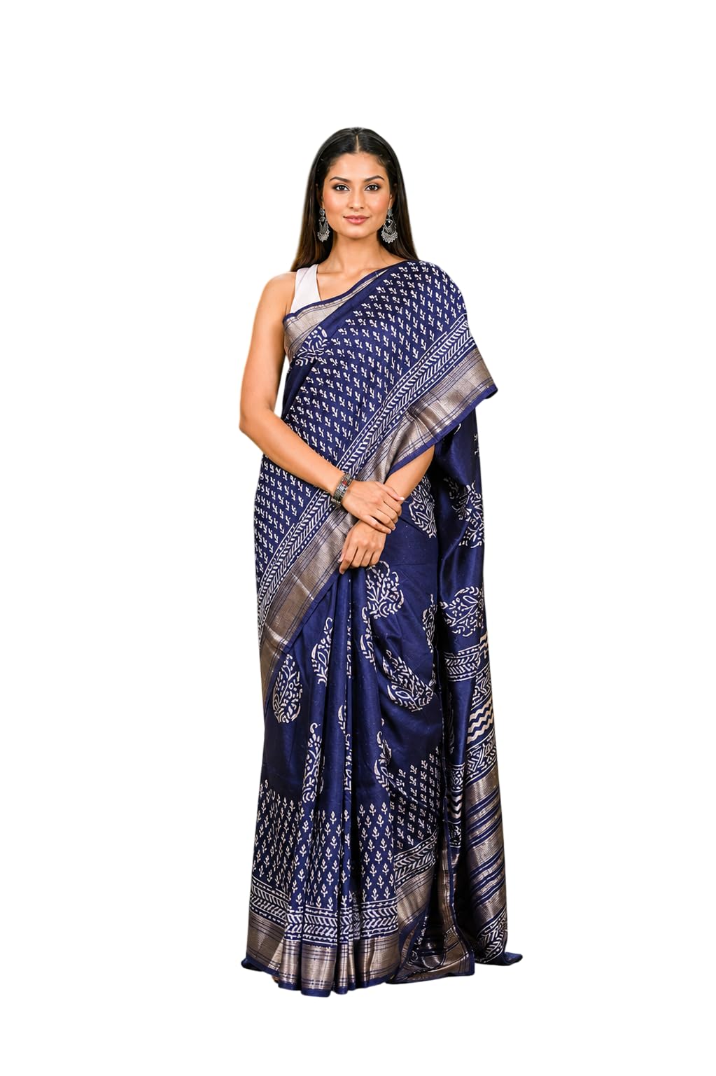 Maheshwari Block Print Silk Cotton Saree Handloom Ethnic Saree With Blouse Piece Red-image-28