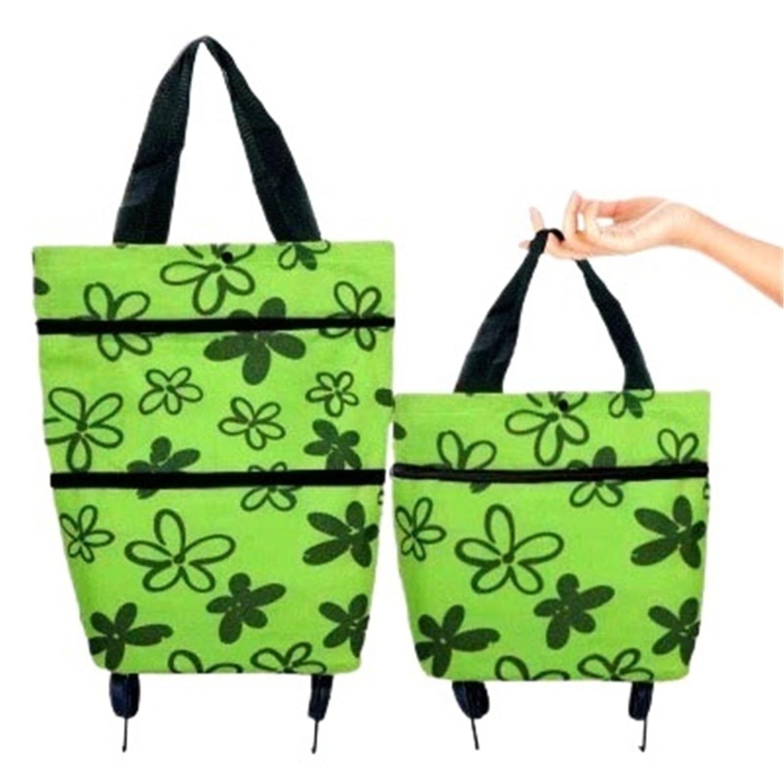 Foldable Shopping Bag with Wheels 1pc Portable Folding Reusable Shopping Bags With Wheels Fruit Vegetables Food Organizer(Brown)