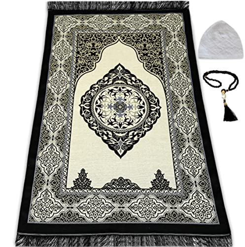 Tapete para Oración Muslim ESERRA con 99 Cuentas y Gorro Negro miniatura 2