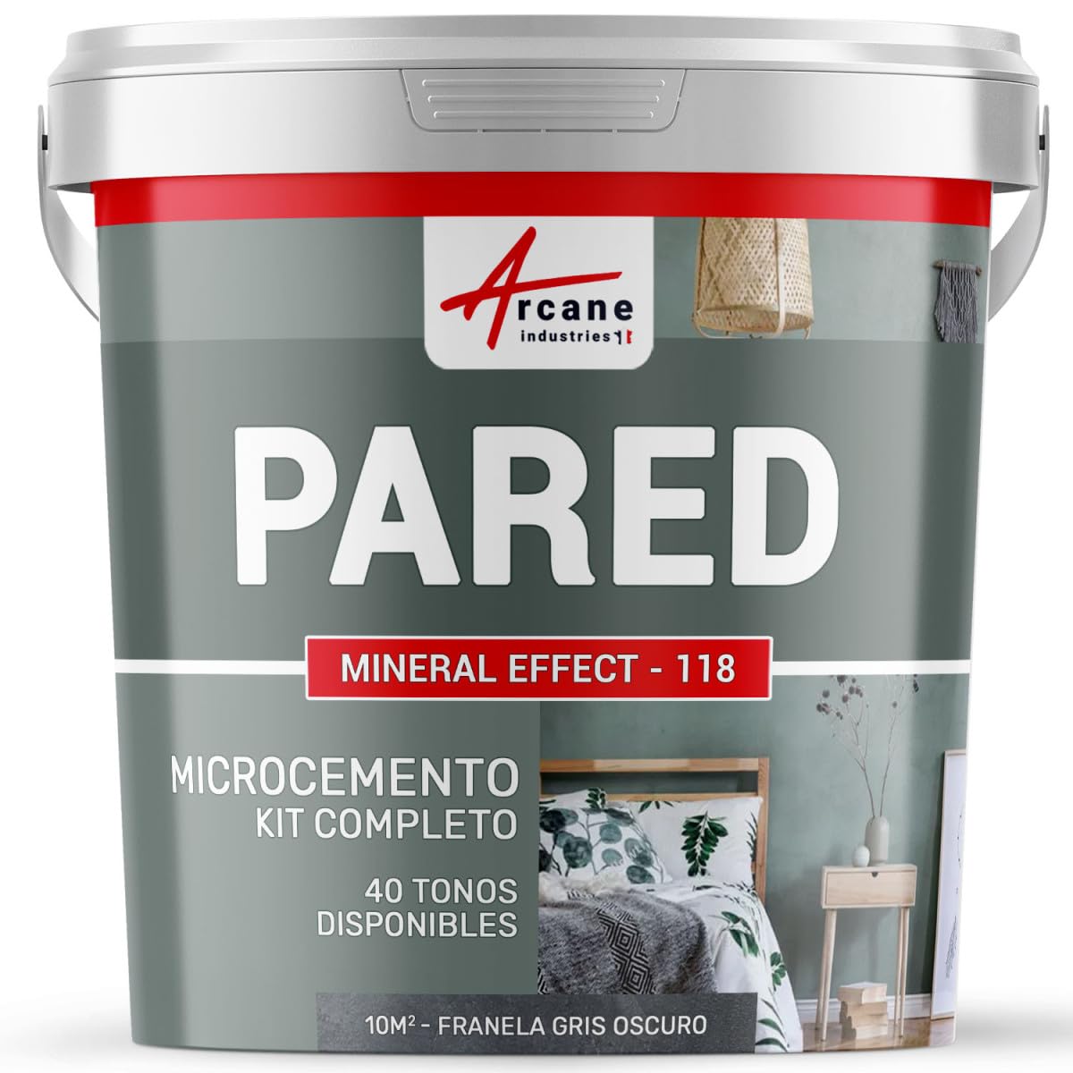 Microcemento Pared, Kit con Imprimación y Acabado 10 m² Franela Gris Oscuro | Tiempo de Trabajo Prolongado, Protección Duradera, Acabado Fino, Kit Completo, Decora y Protege - Arcane Industries