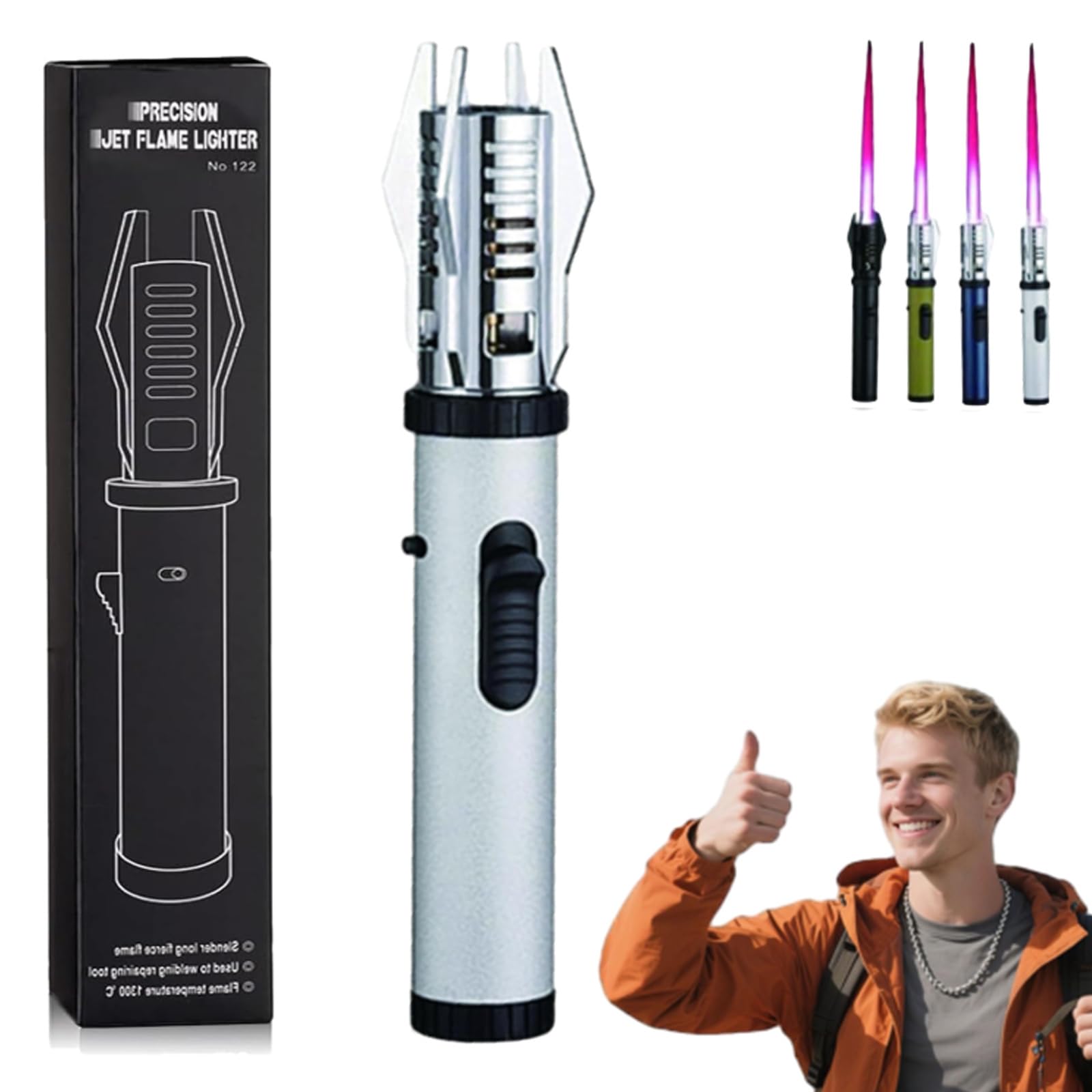 Lux Blaze Lighter, Luxblaze Plasma Lighter, Adjustable Windproof Torch Lighter with Safety Lock, High-Heat Outdoor Flame for Camping, BBQ, Candles, Welding, Baking, Outdoor Cooking (Black2pc) — view 8