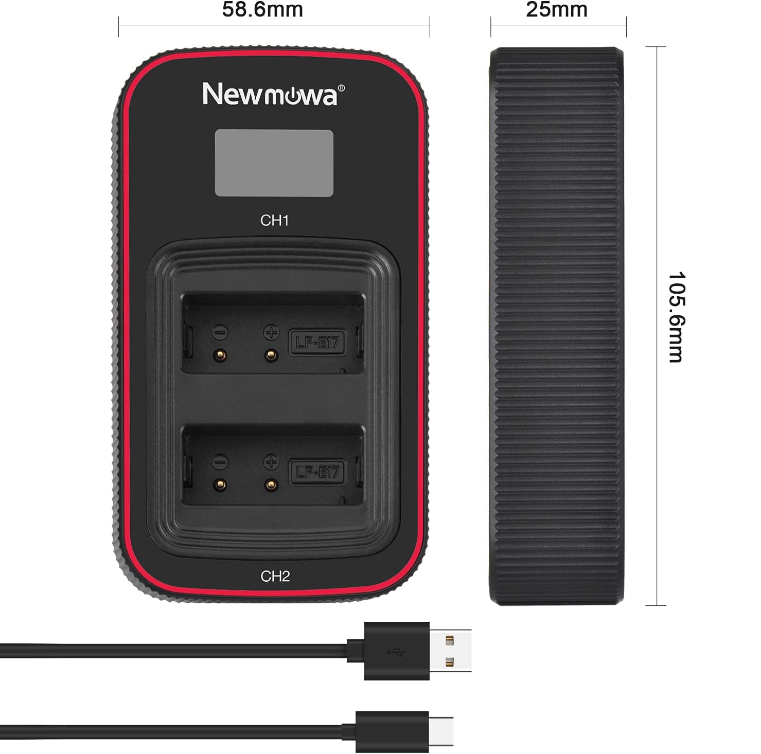Newmowa LP-E17 bateria zamienna (2 sztuki) i inteligentny wyświetlacz LCD podwójna ładowarka USB zestaw do Canon LP-E17 i Canon EOS M3 M5 M6 M6 Mark II EOS RP 77D 200D 250D 750D 760D 800D Rebel SL3