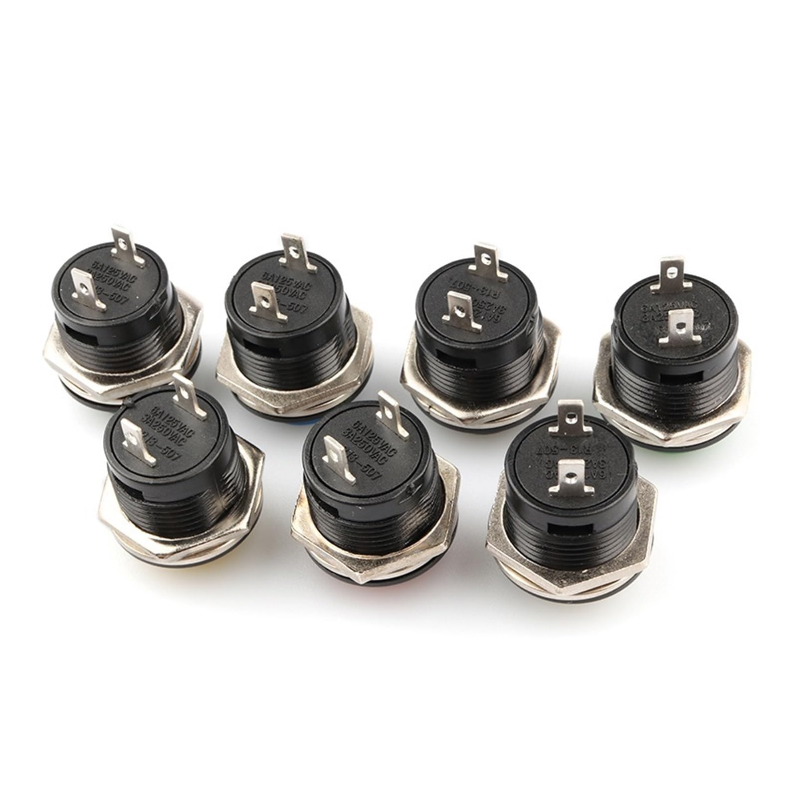 5pz,16mm bianco Pulsante momentaneo interruttore pulsante rotondo R13-507 SPST