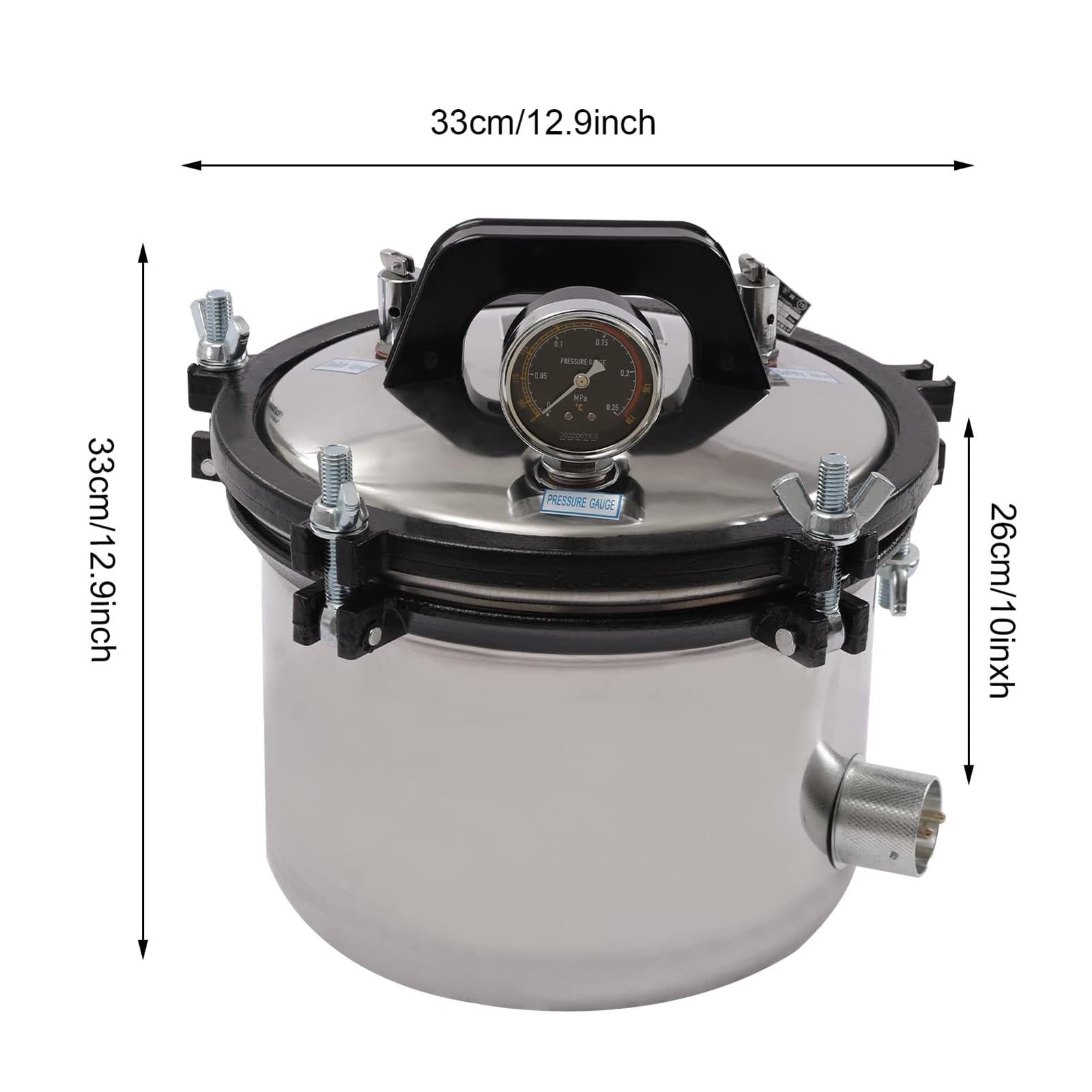 Esterilizador autoclave, equipo de laboratorio de acero inoxidable de 8 L, esterilizador de vapor portátil para cristalería, medio de cultivo, autoclave de laboratorio de dos válvulas, soluciones de