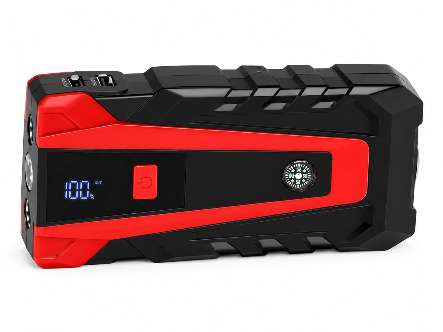 Klack Arrancador de Batería Portátil 12V 14000 mAh con Power Bank | Linterna LED 3 Modos, USB Tipo C Carga Rápida, Brújula Integrada, Pinzas Inteligentes, Estuche Incluido