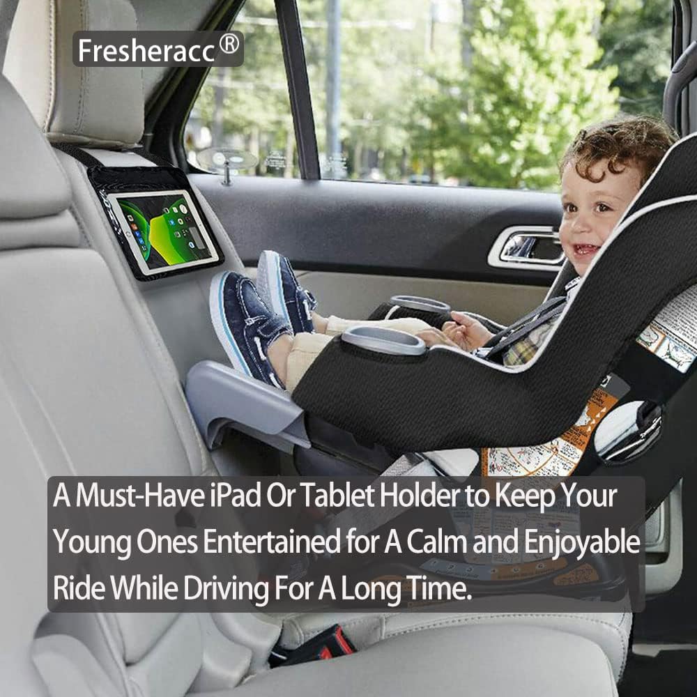 Car iPad Kindle Tablet Holder for Rear and Forward Facing Mirror, Car Mount Hanger Case for Vehicle Backseat Headrest Up to 10.5', Lightweight Washable and Portable (Black)