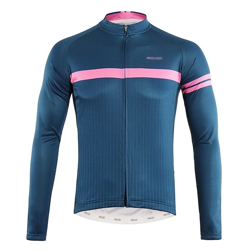 Męska odzież kolarska Jazda na rowerze Męska Letnia rower górski z długim rękawem Top Oddychający Quick-Dry Road Bike Sportswear z tylnymi kieszeniami Męskie koszulki kolarskie(F,XL)