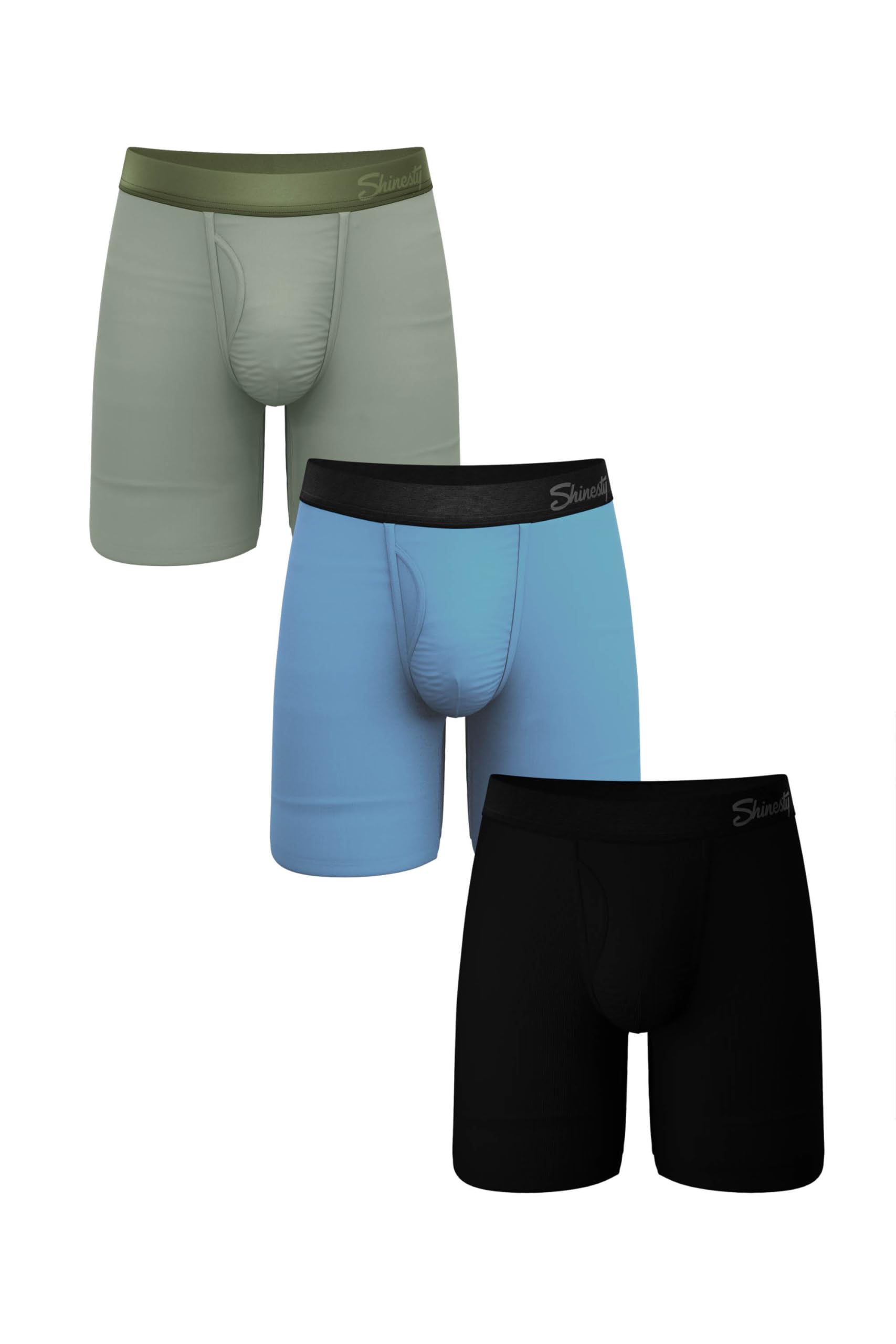 Shinesty Long Leg Boxer Briefs for Men Pack of 3 - Hammock Support Pouch Underwear For Men with