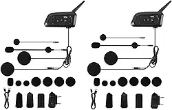 Intercomunicador Capacete (2 Unidades), Bidirecional, 1500M, Intercomunicador V6 Plus, Comunicador Capacete Moto, Para Sistema de Comunicação para Esqui, Motocross