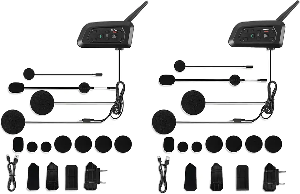 Intercomunicador Capacete (2 Unidades), Bidirecional, 1500M, Intercomunicador V6 Plus, Comunicador Capacete Moto, Para Sistema de Comunicação para Esqui, Motocross