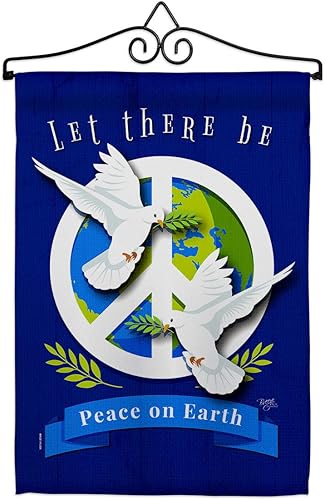 Breeze Decor Peace on Earth - Juego de banderas de jardín para colgar en la pared, expresión espiritual, esperanza inspiradora, amor, sabiduría,