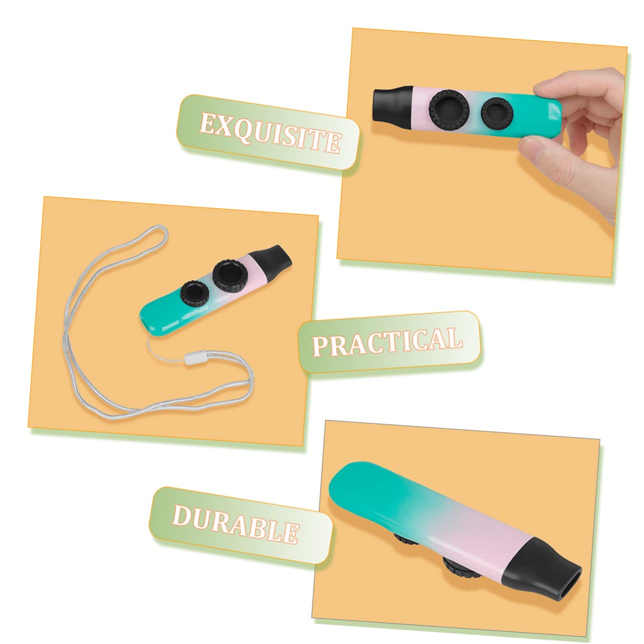 ibasenice 3juegos Kazoo Profesional De Doble Orificio Para Adultos Kazoo Portátil Color Gradiente Con Accesorios Para Acompañar Guitarra Ukelele y Violín