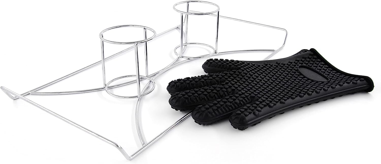 LuxOrigins Double Beer Can Chicken Rack Dual Bird Holder