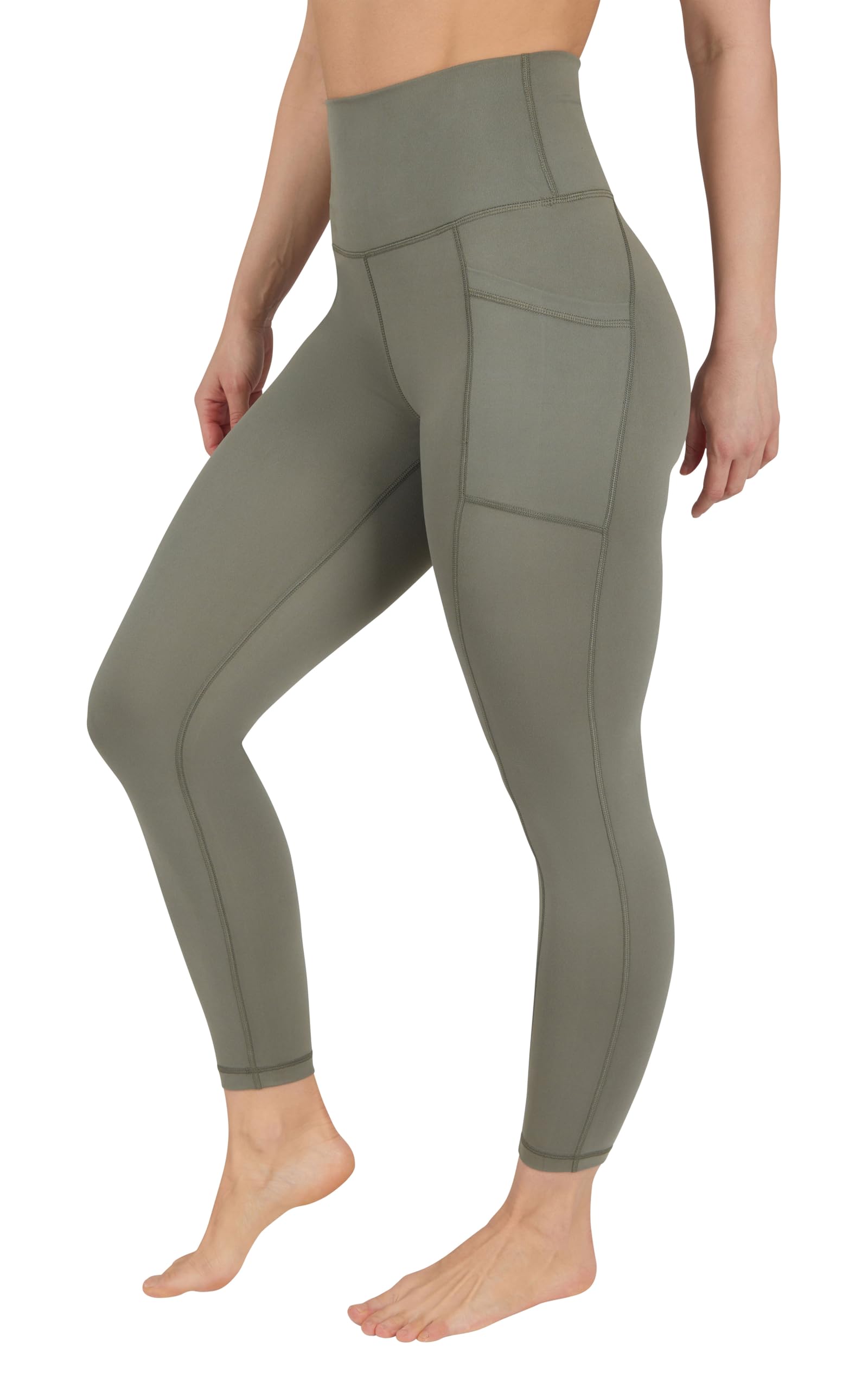 Yogalicious Women's Mulled Basil W/Pocket High Waist Ultra Soft 7/8 Ankle Length Leggings With Pockets For M
