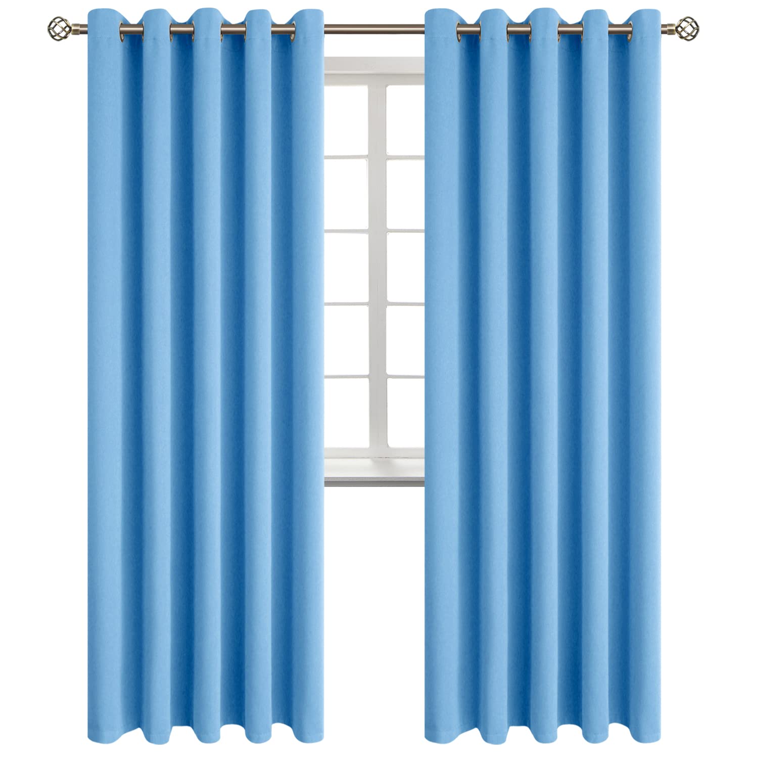 BGment Sky Blue Room Darkening Curtains 84 Inch for Living Room - 2 Panels