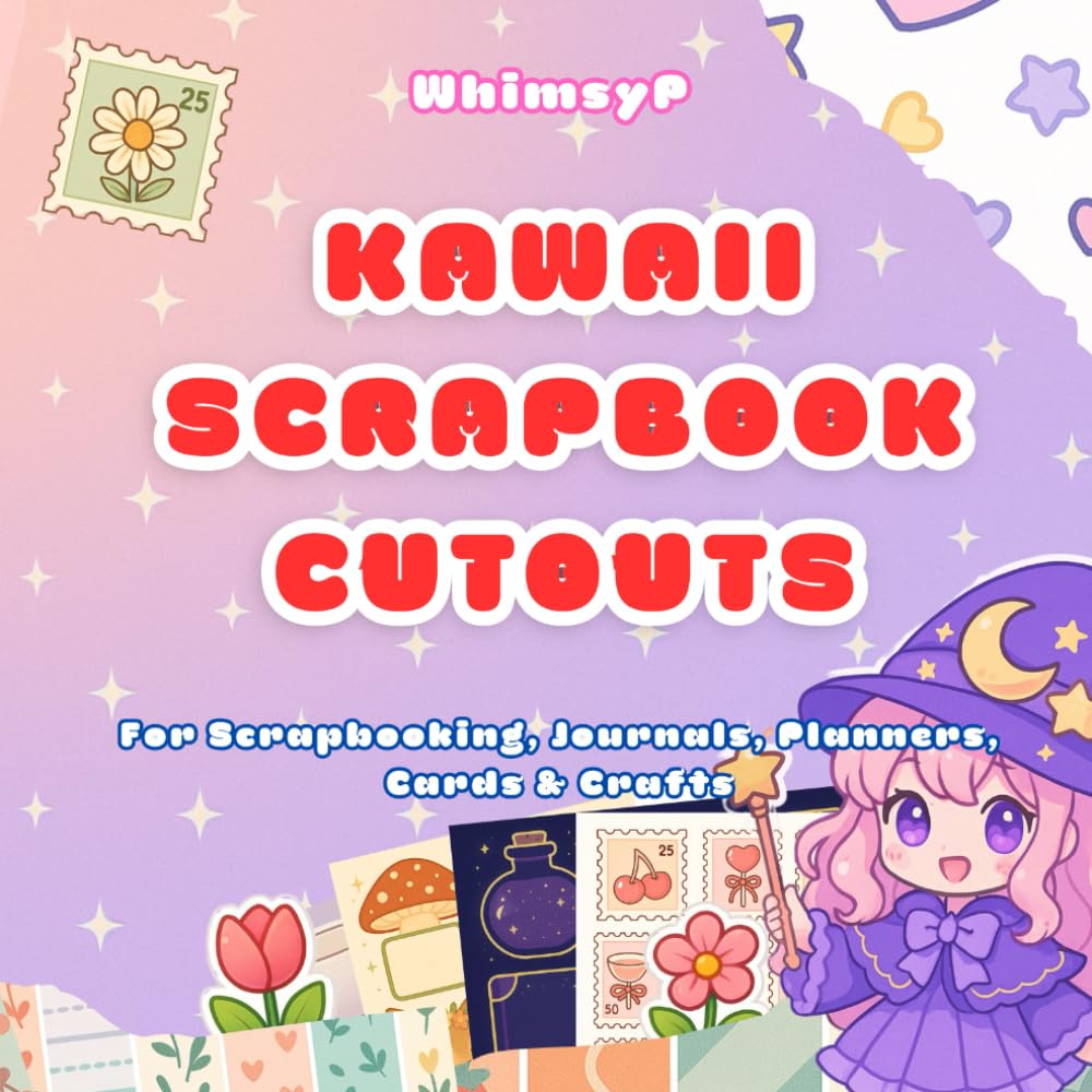 Kawaii Scrapbook Cutouts: Cute Chibi Icons, Patterns & Designs to Cut and Use: Adorable and Easy-to-Cut Designs for Scrapbooking, Journals, Planners, Cards & Crafts