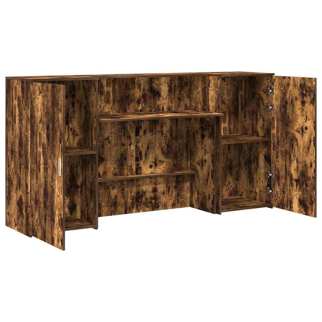 Banco di reception per affumicatura, 200 x 50 x 103,5 cm, robusto materiale in legno per ufficio e casa, scrivania versatile con spazio di archiviazione