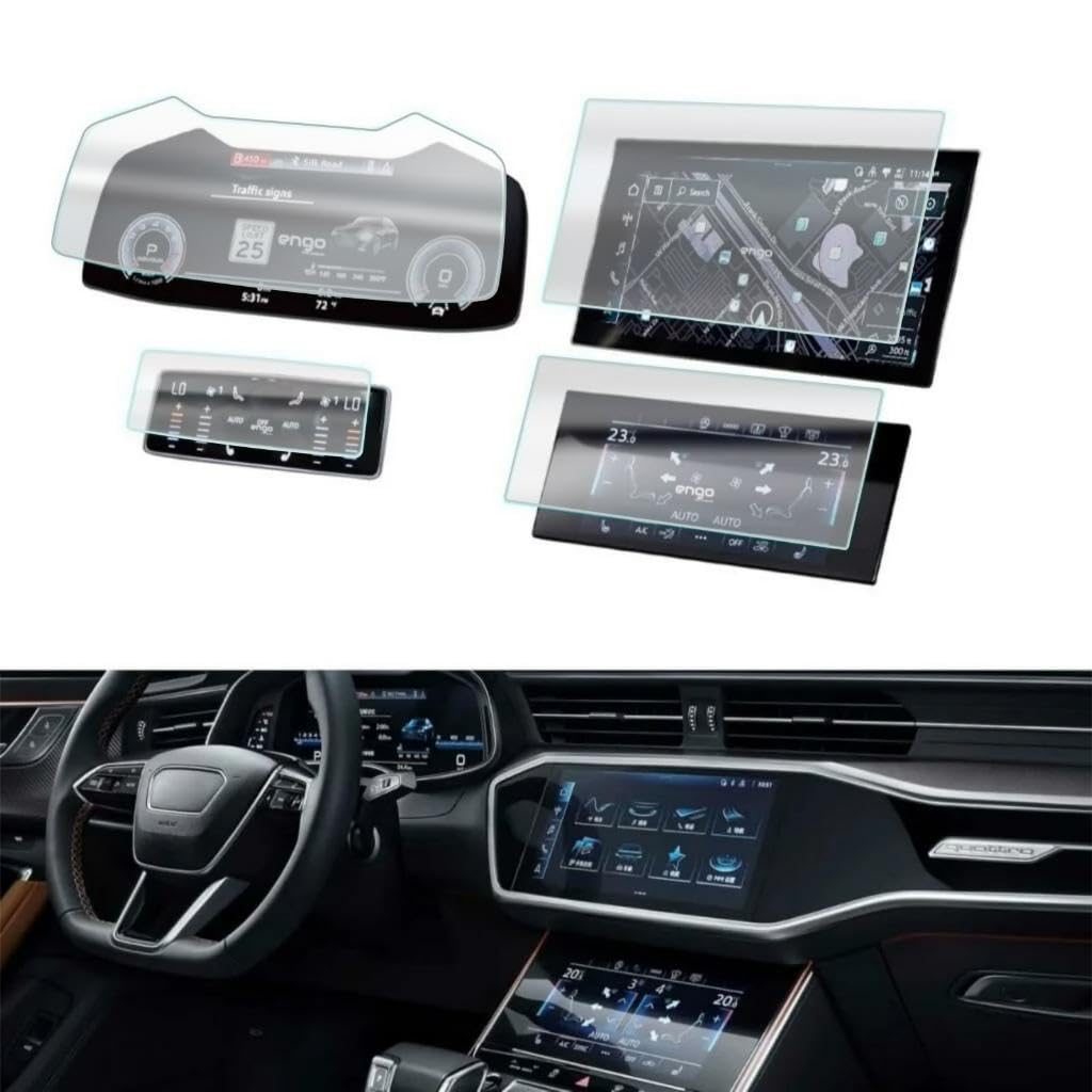 Engo Audi Q7 İle Uyumlu Mat Ekran Koruyucu Multimedya Kumanda Gösterge Klima