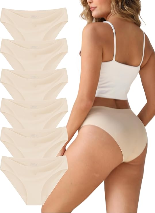 WAYIQE Seamless Underwear for Women - No Show Panties, Soft Breathable Ladies Underwear, 6-Pack