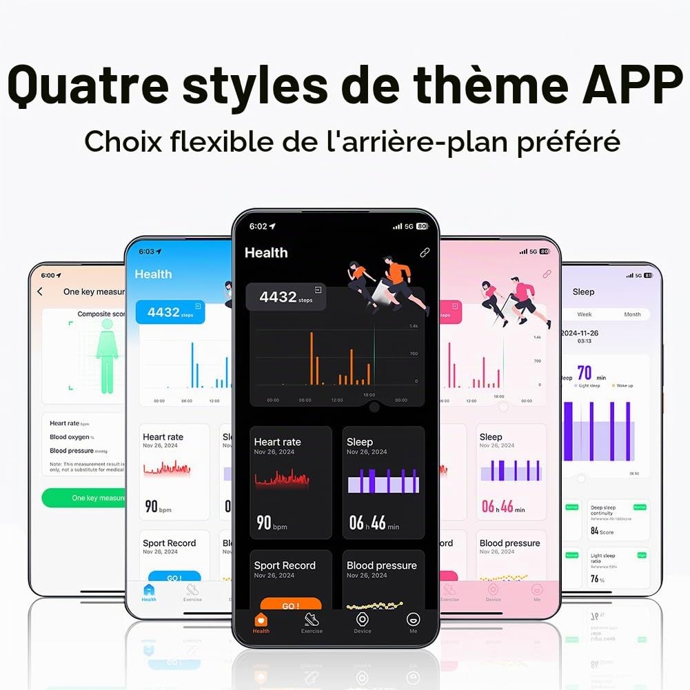 Elprico Tracker d'Activité sans Écran, Bracelet Connecté avec Suivi du Sommeil, Étanche 10m, Autonomie 45 Jours, Capteur Fitness pour Homme Femme
