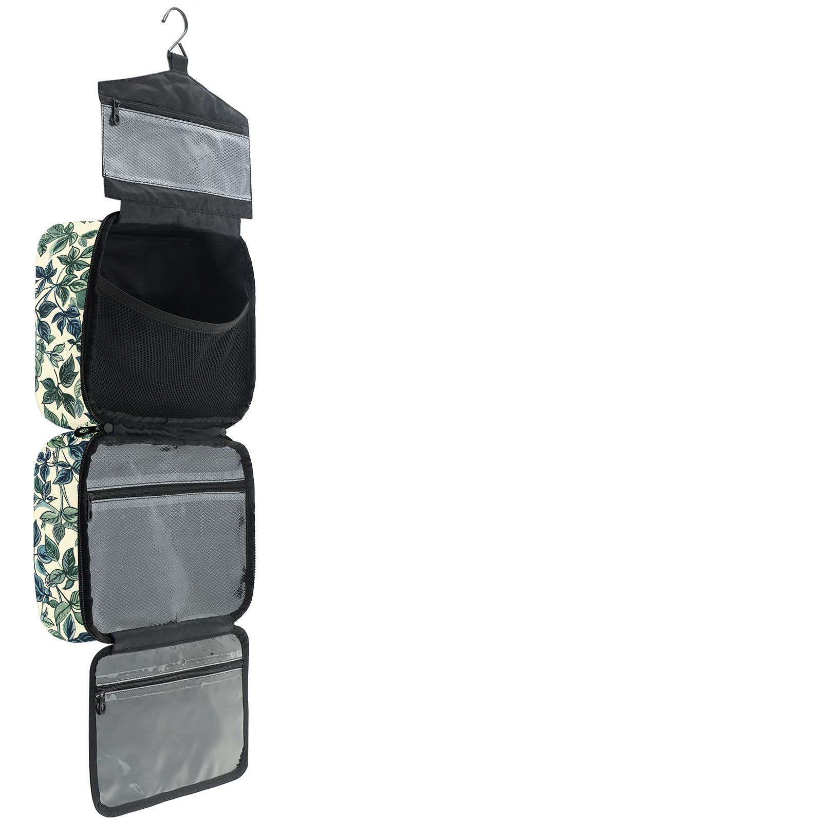 YNNALE Sewing Supply Organizer Bag, Vintage Green Leaves Retro Portable Sewing Bags with Pockets&Hanger, Sewing Storage Box Case for Sew Supplies/Kit/Tools/Accessories (BAG ONLY)