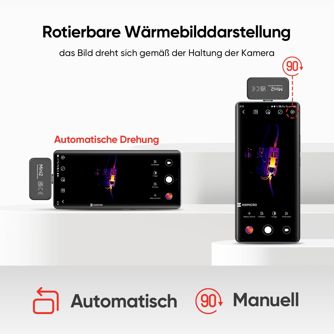 HIKMICRO Mini2 Wärmebildkamera Android, 256 x 192 IR-Auflösung, Wärmebildkamera 25 Hz Bildfrequenz, 50° Weitwinkel, Infrarotkamera 49.152 Pixel, -20°C bis 350°C, USB-C (nicht IOS kompatibel)