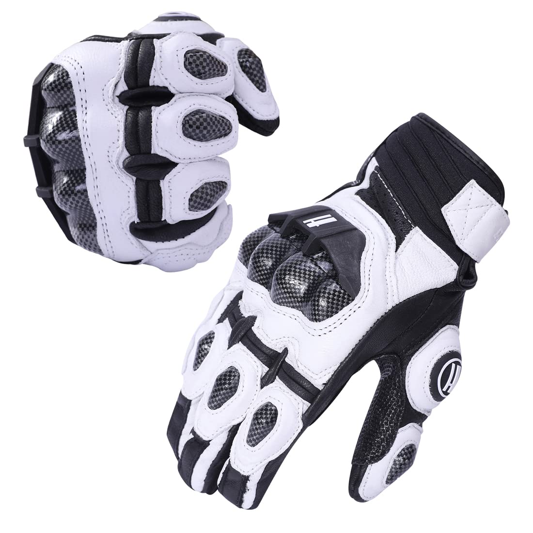 Harssidanzar Hombres Motocicletas Guantes de Carreras de Carretera con protección de Nudillos para Deportes de Motor para Montar en Motocicleta con Dedos completos KM046