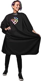 FRAMAR Hair Cut Barber Cape – Hair Cutting Cape with Snap Closure and Rubber Collar, Haircut Cape for Barber Kit, Hairdresser Cape, Hair Cutting Kit, Salon Cape, Hair Cape, Cape Coiffure, Black Cape