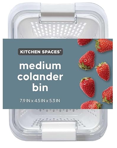 Miniatura 1 de Kitchen Spaces Colador ahorrador, organizador de nevera con tapa, lavado, colador y almacenamiento, ideal para refrigerador, congelador y despensa,