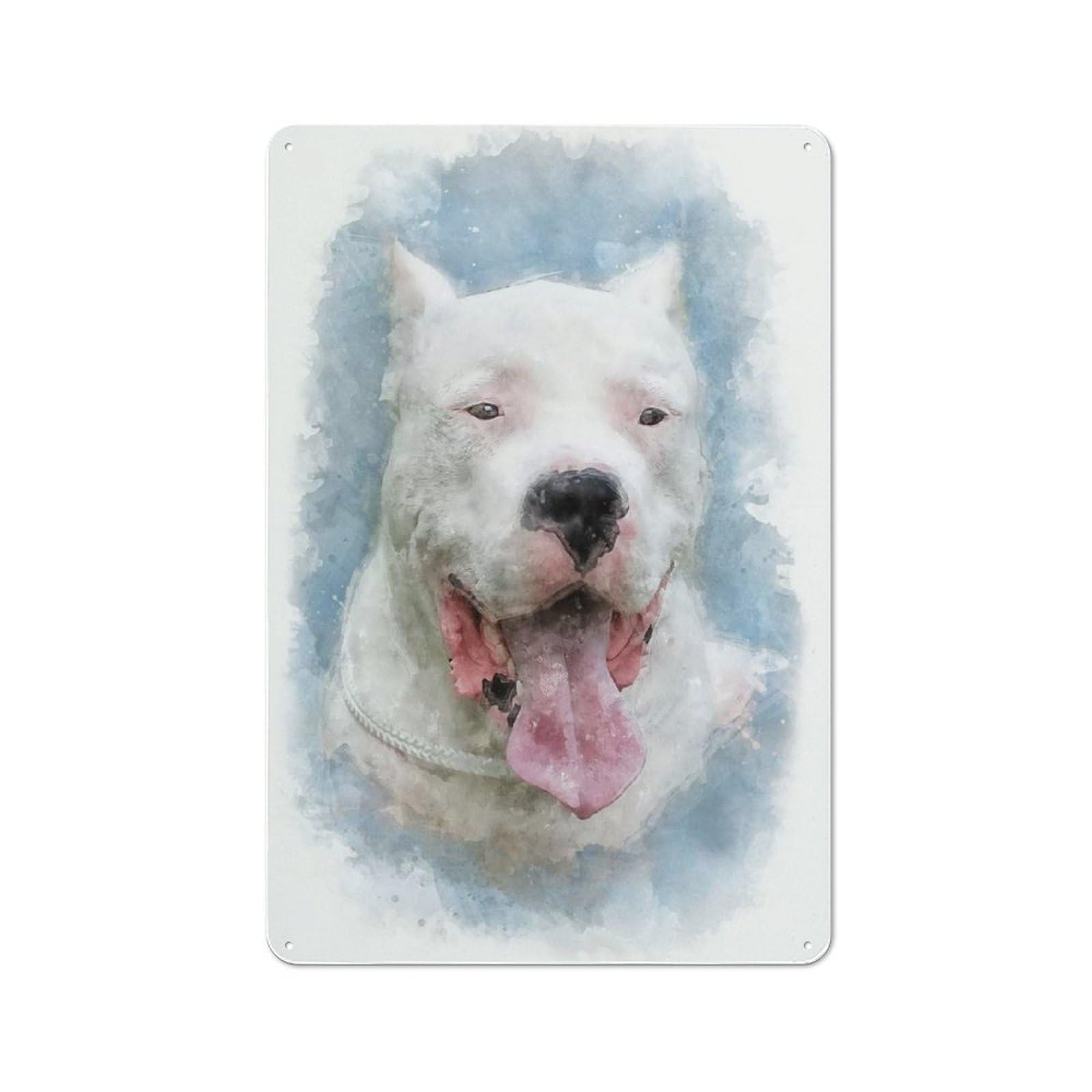 Junmoney Style-20 Dogo Argentino Watercolor Retro-Style Tin Wall Plaque 30X20cm For Café Or Home Bar, For Themed Interiors In Cafés And Home Bars