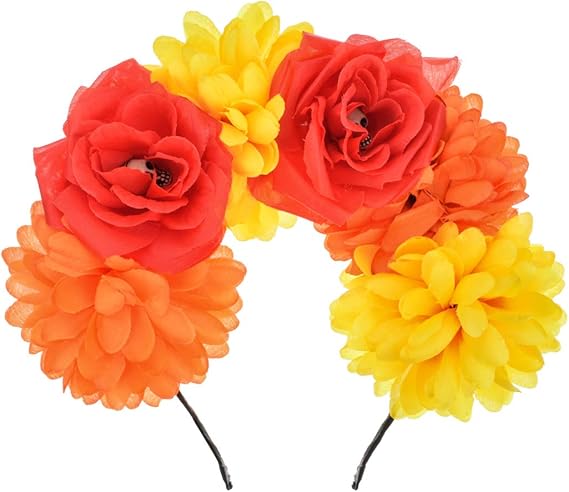June Bloomy Day of the Dead Headpiece Halloween Costume Headpiece Mexican Floral Crown Rose Headband