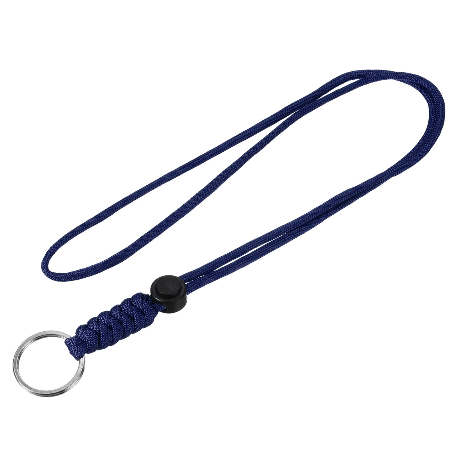 TOP-VIGOR 1Pcs Paracord Lanyard with Keyrings, 18 Inch Necklace Keychain Badge Cord Wrist Metal Hooks Straps for Keys Whistle ID Card Badge Holder, Blue