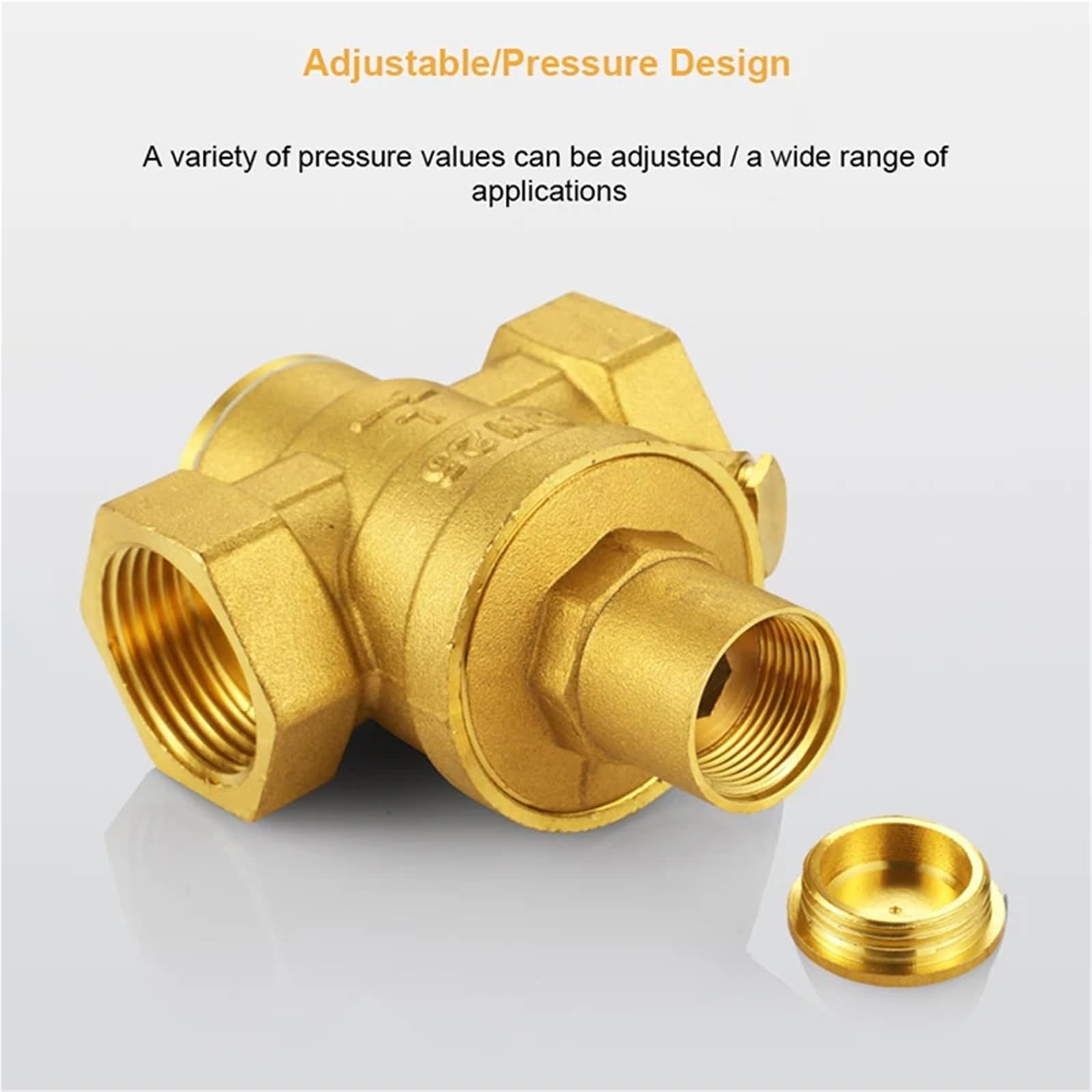 Válvula Reductora Presión Válvula reductora de latón 1/2 ", 3/4", 1, 2", DN15, DN20, DN25, DN50, hilo femenino, calentador agua, regulación presión tubería doméstica(1",Valve With Gauge)