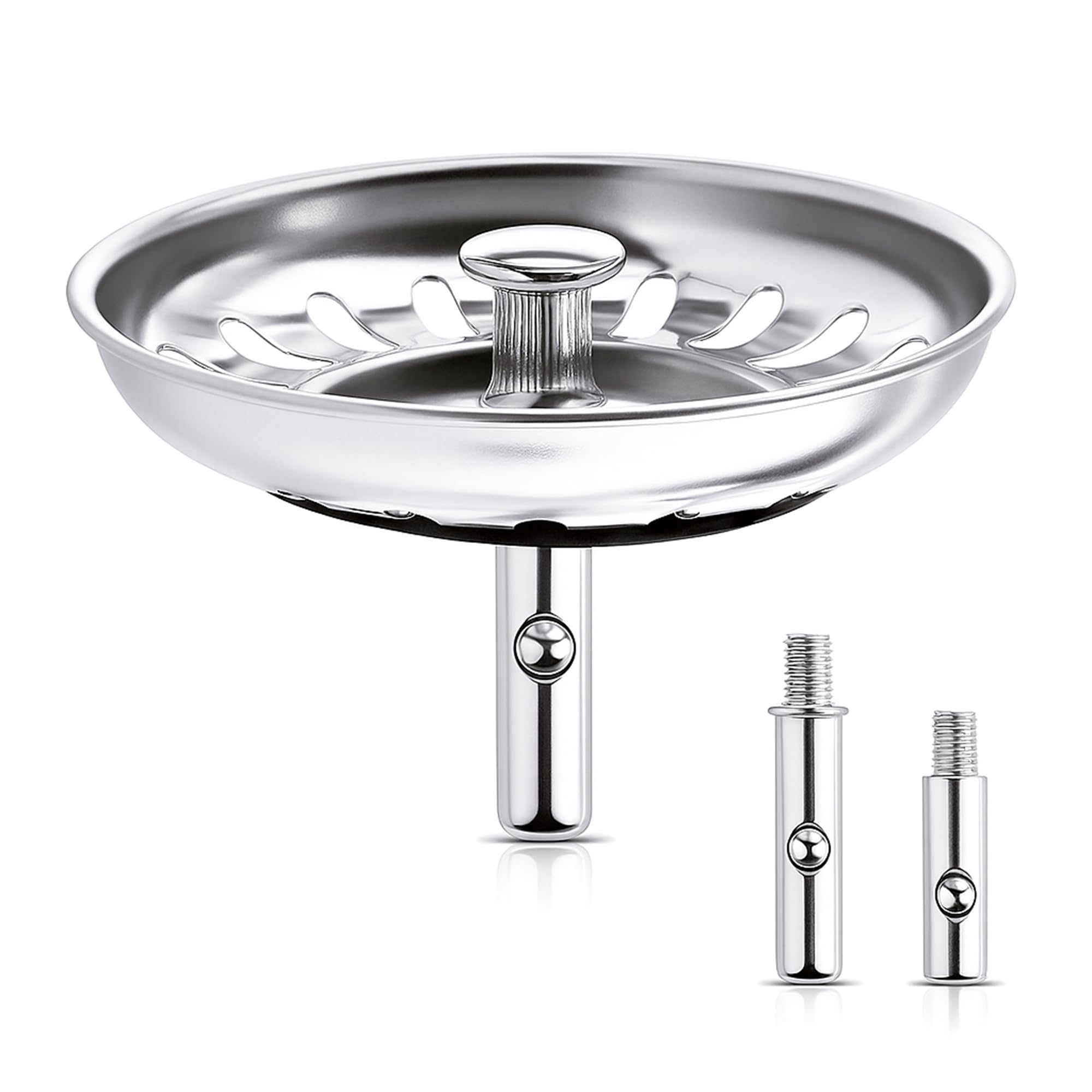 MINISMUS Waschbecken 80 mm - Siebkörbchen Abflussstopfen Edelstahl Waschbeckenstöpsel Waschbeckensieb – Sieb Stöpsel Abfluss Küche Spüle Abflussstopfen Küchenspüle - Edelstahl