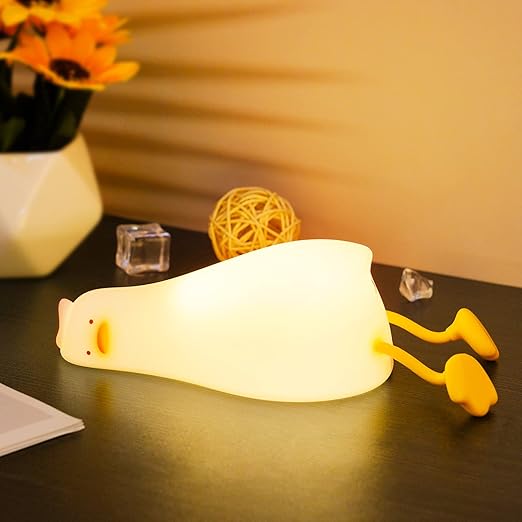 URAQT Lying Flat Duck Kids Night Light, Portable LED Baby Night Light