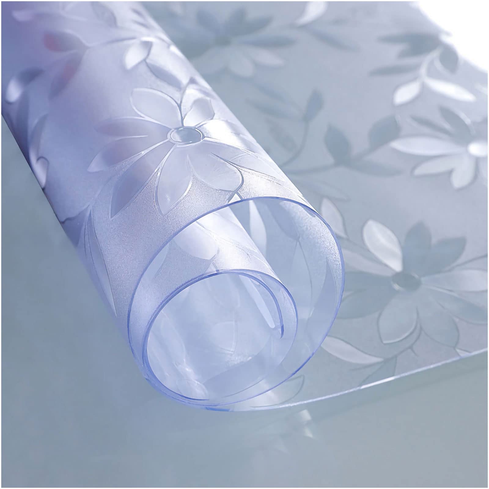 Clear Cosmos Table Protector Cover, 1.5mm Thick 45x45cm Custom Transparent Waterproof PVC Tablecloth, Plastic Dining Table Protector for Dining Room — image 1