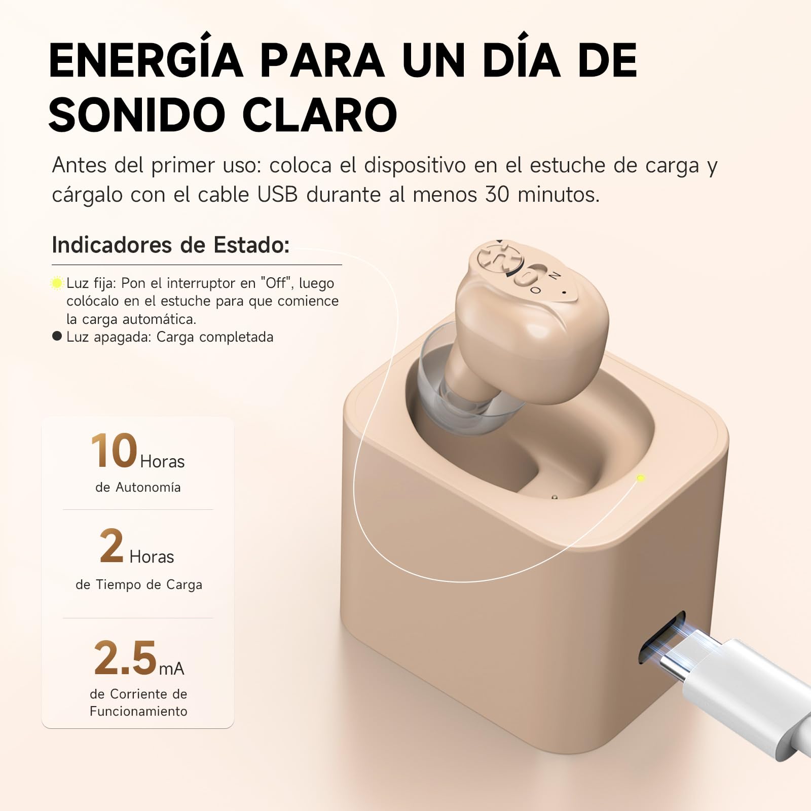 Britzgo Nuevo dispositivo de cancelación de ruido Compacto y portátil con estuche de carga (beige)