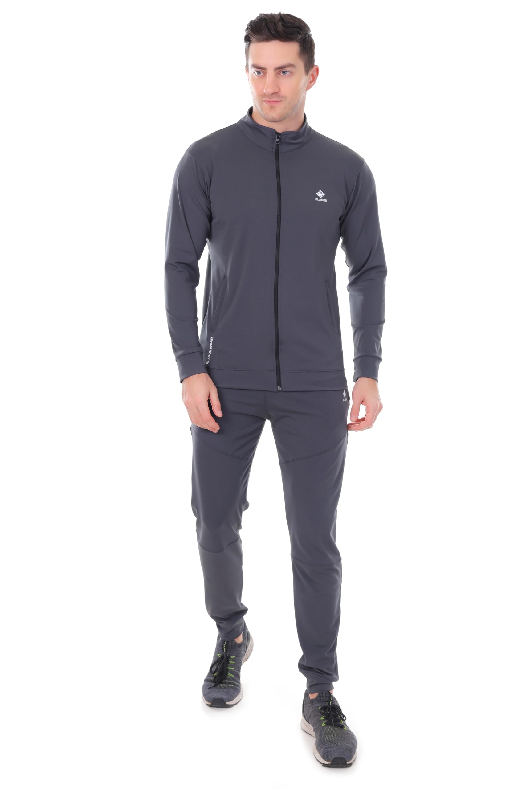 blue star shark Men's Athletic Gym Running Sports Tracksuit | Regular Fit Sportswear | Nylon Zip Closure | Stand Collar Design | 2 Side Zipper Pockets | Comfortable & Stylish Track Suit for Men-picture-22